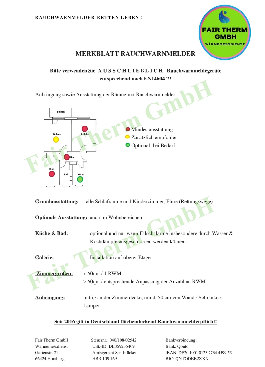 Fair Therm GmbH - Rechtskonforme Abrechnung und Analyse - Rechnung
